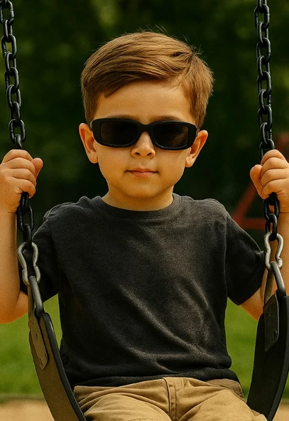 Kids Güneş Gözlüğü Siyah Cool Çerçeve UV 400 Korumalı CE Belgeli Çocuk Güneş Gözlüğü - 1