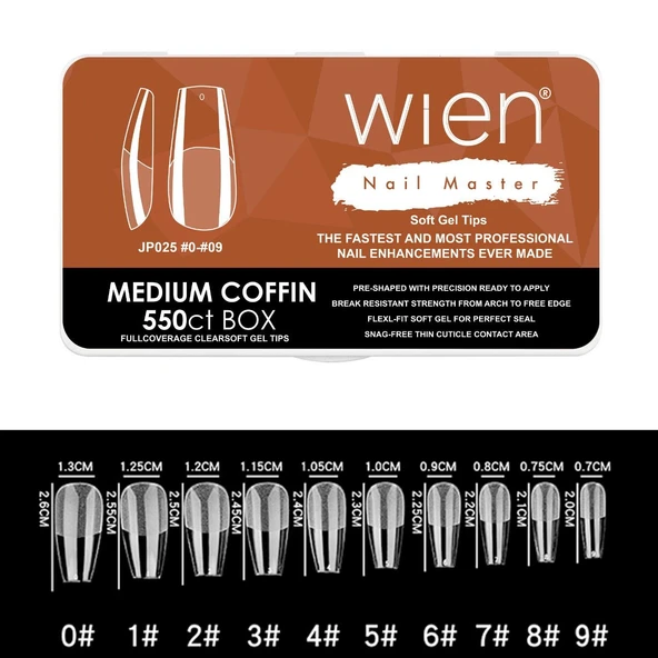 Yeni Nesil Protez Tırnak Jel Tips Soft Gel Tips Medium Coffin 550 adet ürün görseli
