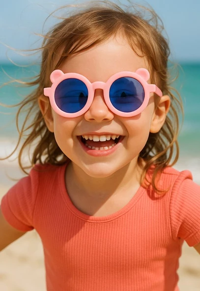 Kids Güneş Gözlüğü Pembe Ayıcık Çerçeve UV 400 Korumalı CE Belgeli Çocuk Güneş Gözlüğü ürün görseli