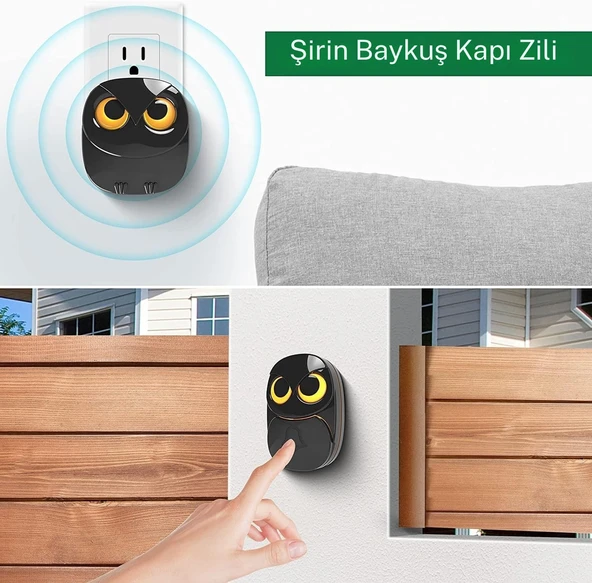 TechTic Kablosuz 2Alıcı 1Buton Kapı Zili Işıklı Baykuş 35 Melodi 5 Ses Seviyeli Hasta Çağırma Butonu - 3