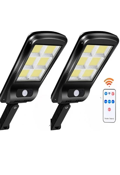 2 Adet Büyük Boy 128 Led Solar Bahçe Sokak Lambası Hareket Sensörlü Kumandalı 3 Modlu Güneş Enerj