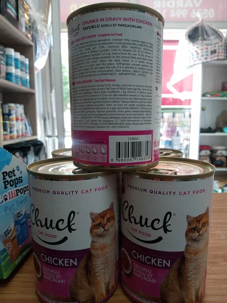 Chuck Kedi Konserve Yaş Mama Tavuklu Soslu Et Parçaları 10 ADET - 1