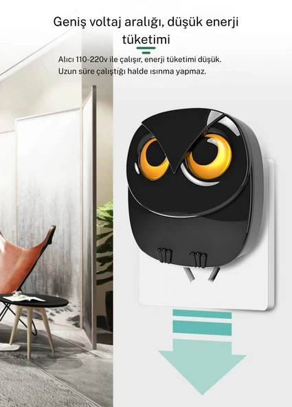 TechTic Kablosuz Kapı Zili Sevimli Baykuş Işıklı 1Alıcı 2Buton 35 Zil Sesi 5 Ses Seviyesi Acil Çağrı - Resim 2