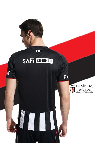 Beşiktaş Orijinal 25/26 Siyah Beyaz Çubuklu Forma Kalem + Bileklik Hediyeli Ahşap Kutulu - Resim 3