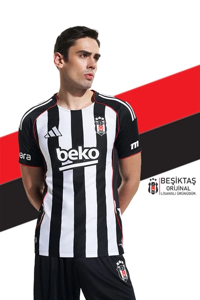 Beşiktaş Orijinal 25/26 Siyah Beyaz Çubuklu Forma Kalem + Bileklik Hediyeli Ahşap Kutulu - Resim 2