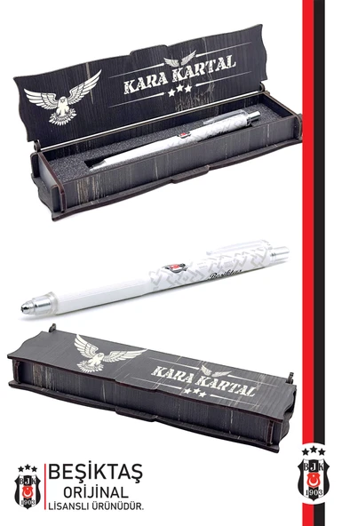 Beşiktaş Orijinal 25/26 Siyah Beyaz Çubuklu Forma Kalem + Bileklik Hediyeli Ahşap Kutulu - Resim 5