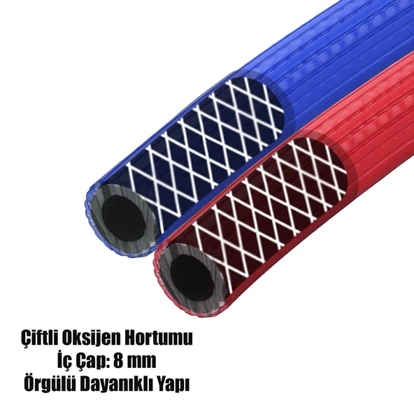Çelik Oksijen Hava Hortumu 8mm Çiftli Twin Termo Hortum METRE SEÇ - 2