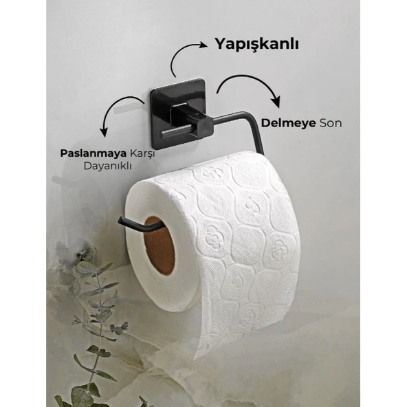 Periboia Metal Siyah Tuvalet Kağıtlığı - 2