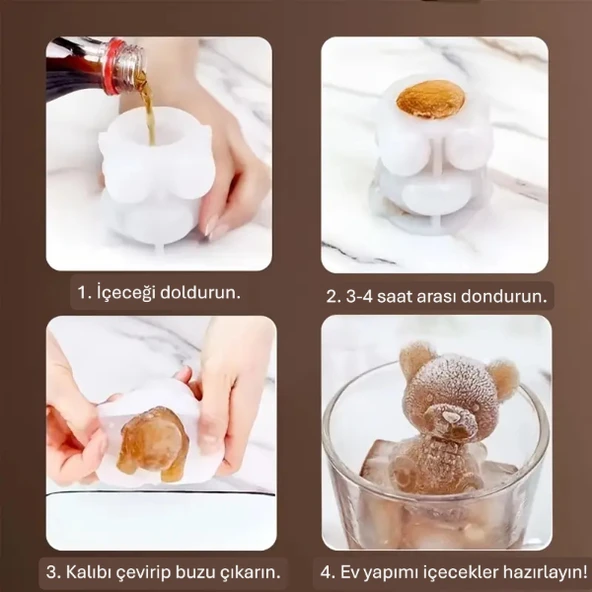 Periboia Ayı Şekilli Silikon Buz Kalıbı - 4