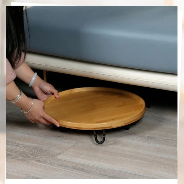 Periboia Bambu Metal Ayaklı Katlanabilir Yuvarlak Masa - 42 x 41.5 x 2.5 Cm - 4