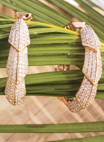 Monalisa Home Lüks Figürlü Bronz Renk Halka Küpe ürün görseli 1