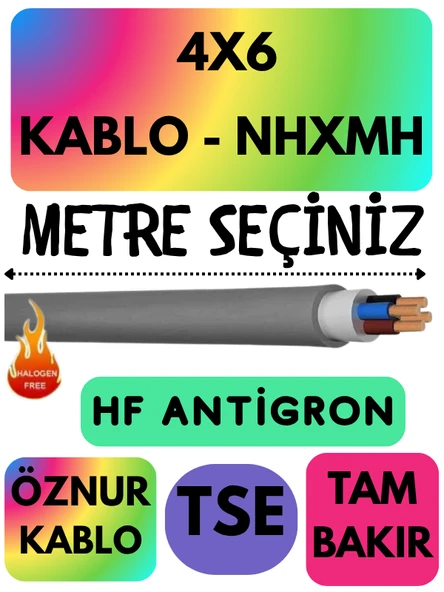 Öznur 4X6 NHXMH (ALEV İLETMEZ) Kablo Metre Seçenekli (Gri) ürün görseli 1