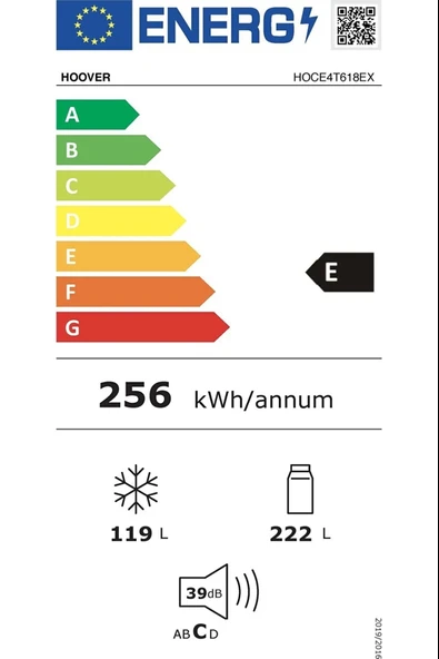 34004858-Hoover HOCE4T618EX Kombi No-Frost Gri Buzdolabı - Resim 6
