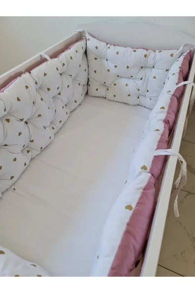 80x130 Beşik Uyumlu 4 Parça Beşik Kenar Koruma Takımı – %100 Pamuk – Yıkanabilir - 1
