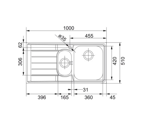 101.0656.169-Franke Neptun Nex 651 Sağ Çelik Eviye - Resim 2