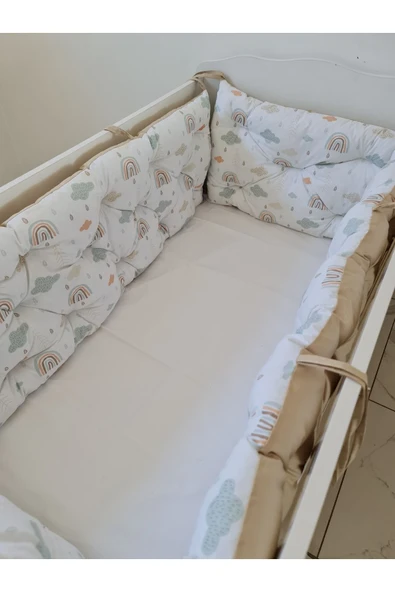 70x140 Beşik Uyumlu 4 Parça Beşik Kenar Koruma Takımı – %100 Pamuk – Yıkanabilir - 1