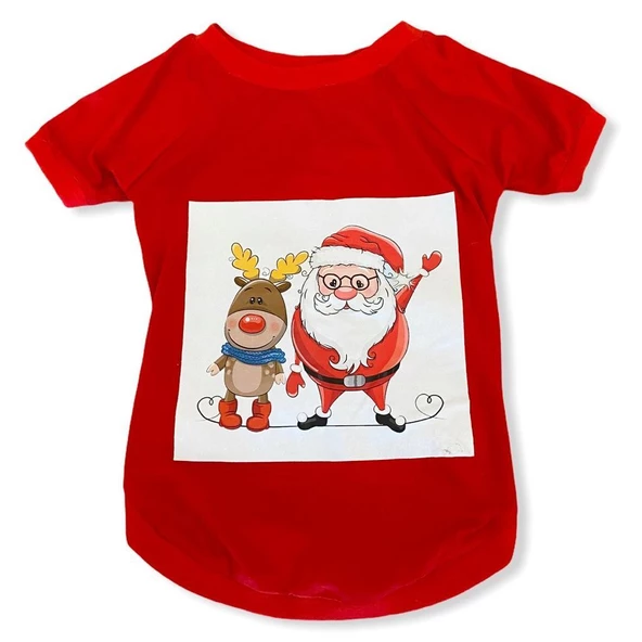 Noel Baba Ve Rudolph Kedi Tişörtü - 4
