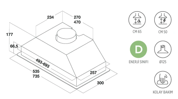 PRF0166822-Elica ERA C BL/A/52 Box Siyah Aspiratör - Resim 3