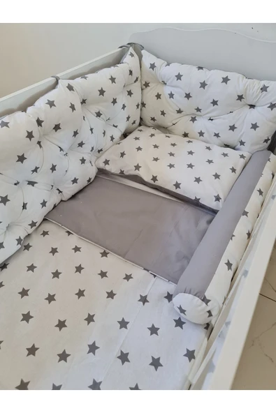 70x140 Beşik Uyumlu 4 Parça Beşik Kenar Koruma Takımı – %100 Pamuk – Yıkanabilir - 4