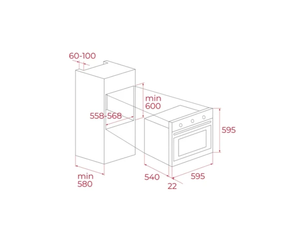 111020074-Teka HAK 625 ST Gri Ankastre Fırın - Resim 2