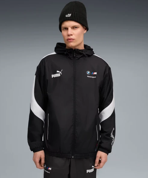 Puma BMW MMS MT7+ Wındbreaker 633172-01 Kapüşonlu Yağmurluk Eşofman Üstü Erkek Ceket - 3