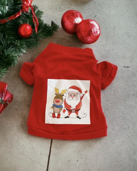Noel Baba Ve Rudolph Kedi Tişörtü - Resim 4