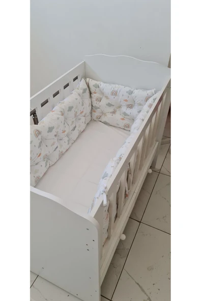 70x140 Beşik Uyumlu 4 Parça Beşik Kenar Koruma Takımı – %100 Pamuk – Yıkanabilir - 4