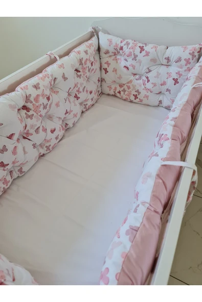 80x130 Beşik Uyumlu 4 Parça Beşik Kenar Koruma Takımı – %100 Pamuk – Yıkanabilir - 1