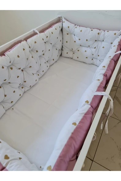 70x140 Beşik Uyumlu 4 Parça Beşik Kenar Koruma Takımı – %100 Pamuk – Yıkanabilir - Resim 3