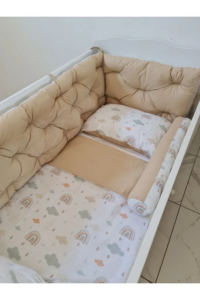 70 x 130 - Bebek Beşik Kenar Koruma Takımı - 40 cm Yükseklik, Yıkanabilir - 3