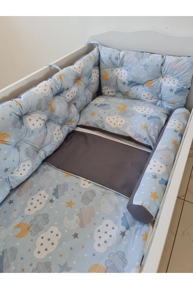 70 x 130 - Bebek Beşik Kenar Koruma Takımı - 40 cm Yükseklik, Yıkanabilir - 3