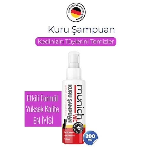 Munich Vet Kedilere Köpüklü Kuru Şampuan 200 ML