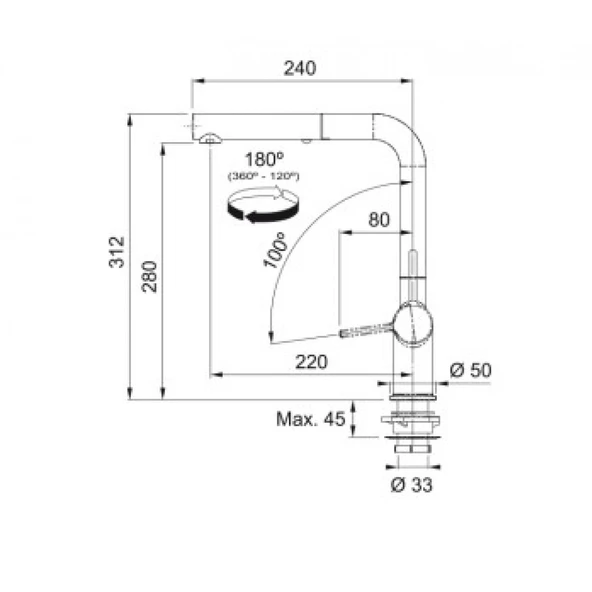 115.0669.769-Franke Active Twist Doccia Matt Black Armatür - Resim 3