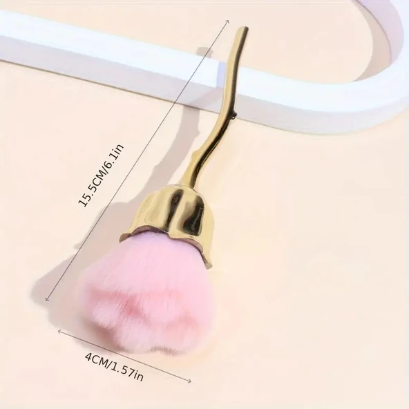 Dekoratif Tırnak Toz Fırçası Gül Gold - 3