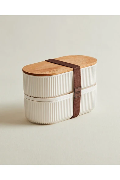Magou 1000ml Ahşap Kapaklı Lunch Box 2'li