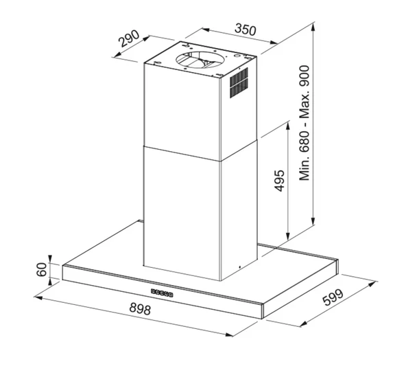 325.0657.511-Franke 905 i Bk Matt/900 Mat Black Davlumbaz - Resim 5