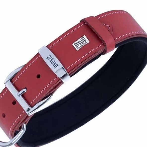 Doggie Konfor Deri Köpek Boyun Tasması Kırmızı 3,5x47 55 Cm - Resim 2