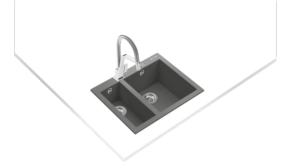 115260020-Teka Forsquare 590 Tg Stone Grey Granit Eviye - Resim 2