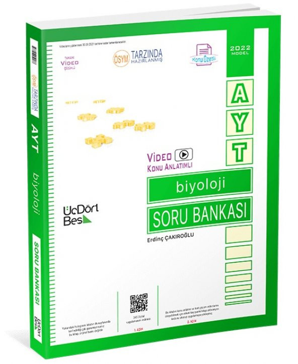 Üçdörtbeş Yayınları Ayt Biyoloji Soru Bankası 2023