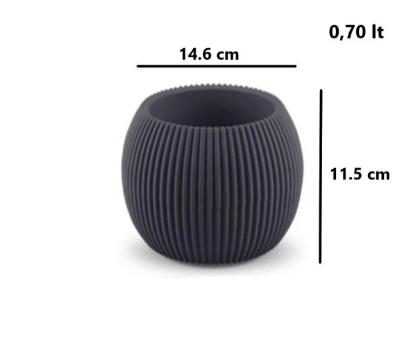 Omnipazar KRS-363 Plastik Mercan Kaktüs Saksı 0.7 Litre Antrasit 6 Adet - Resim 2