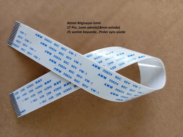 Awm 20624 80C 60V Vw-1 Flex Kablo 17 pin 1mm adımlı, 25 santim boyunda 17-1-25A ürün görseli 1