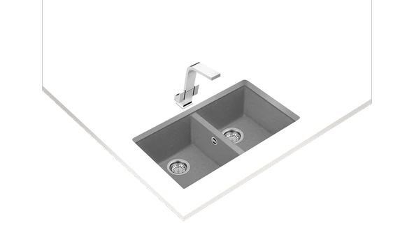 115260025-Teka Square 760 Tg Stone Grey Granit Eviye - Resim 2