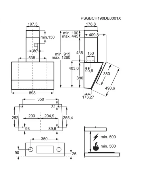 Electrolux-LFV619K Siyah Cam Davlumbaz - Resim 3