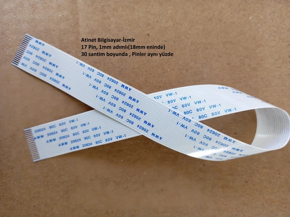 Awm 20624 80C 60V Vw-1 Flex Kablo 17 pin 1mm adımlı, 30 santim boyunda 17-1-30A ürün görseli 1