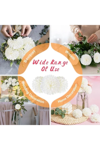 Yapay Lüx Krizantem Kartopu Demet 7 Dallı Dekoratif Yapay Çiçek 25 Cm - Resim 5