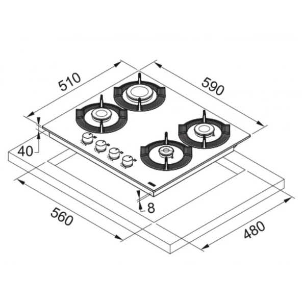 106.0541.748-Franke Fhmf 604 4Gc Bk Siyah Ocak - Resim 2