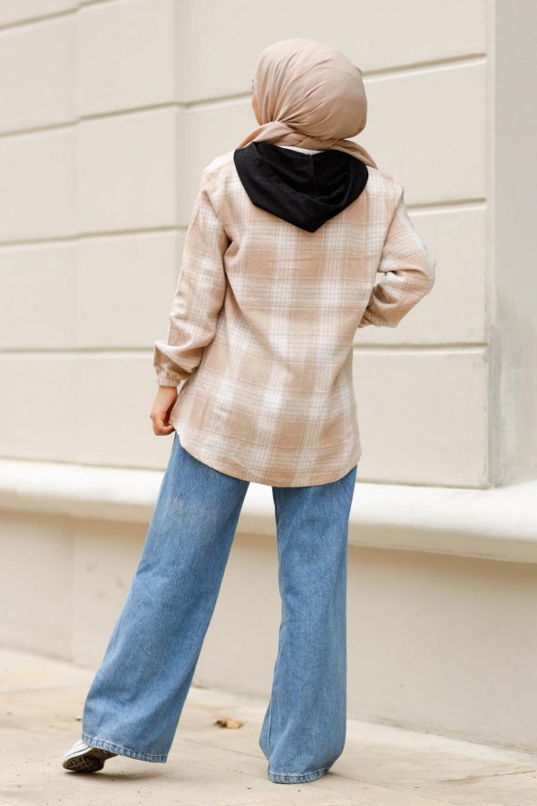 Fermuarlı Oduncu Sweatshirt Polar - Bej - 4