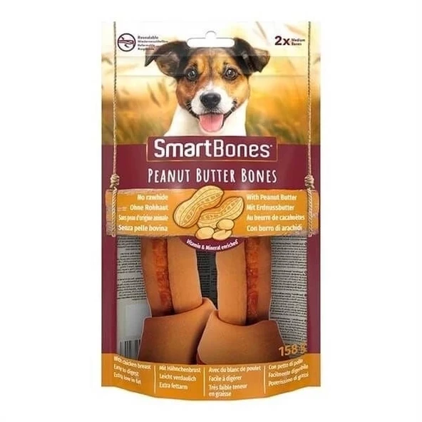 Smart Bones Tavuklu Fıstık Ezmeli Düğüm Kemik Köpek Ödül Maması 2 Adet 158 Gr - 1