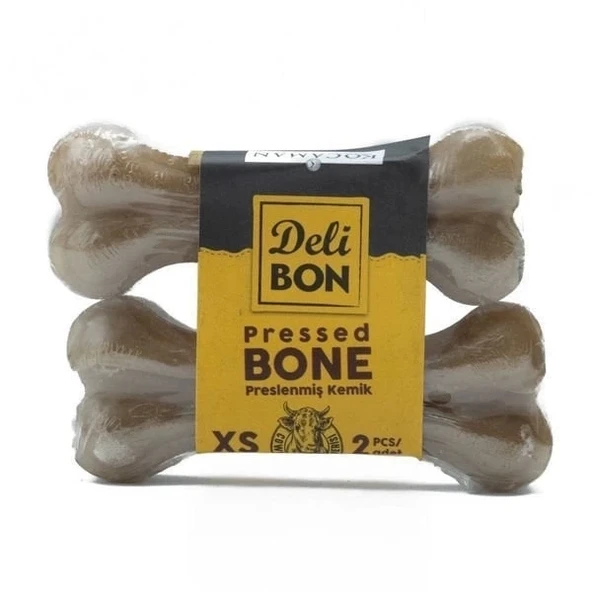 Delibon Deri Pres Vakumlu Kemik Köpek Ödülü Naturel 7 Cm 2 Adet - 1