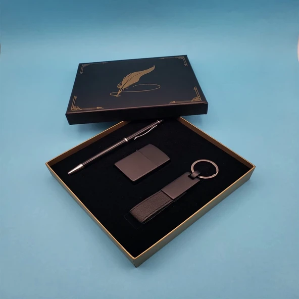 Siyah Anahtarlık Çakmak Ve Tükenmez Kalem ürün görseli 1